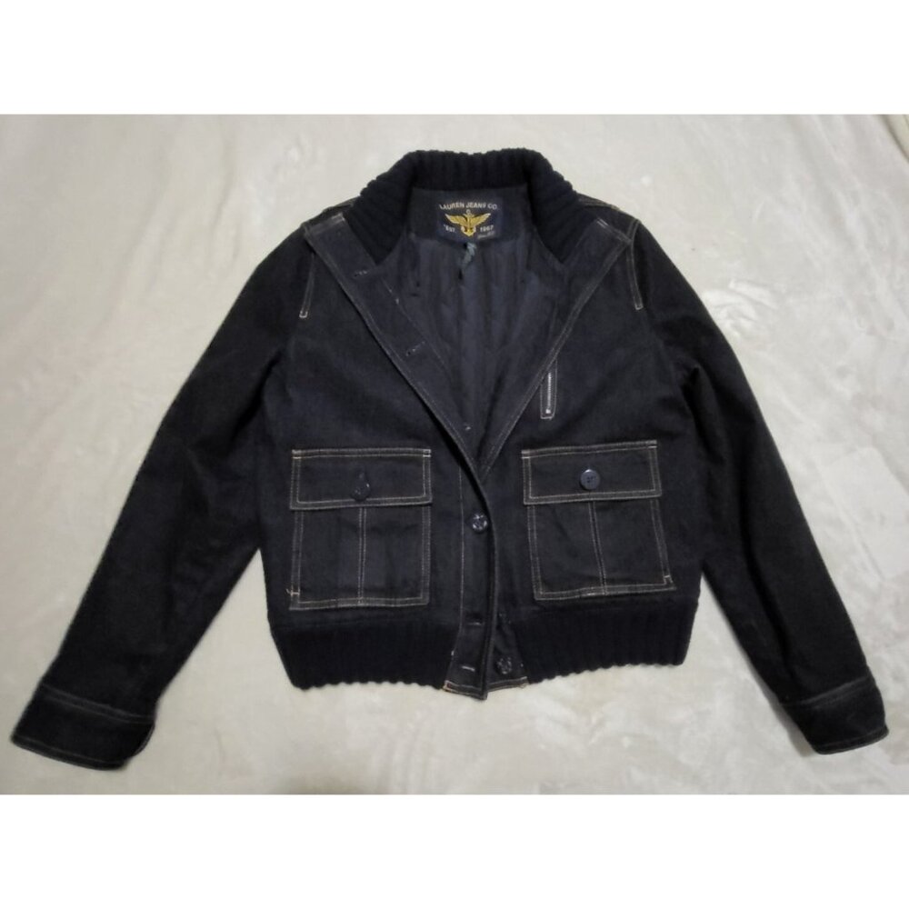 Lauren Jeans Co Denim Jacket Women’s Large Double Breasted Lined Ralph Large